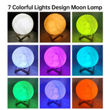 LED Night Light 3D Print Moon Lamp 8CM/12CM Battery Powered With Stand Starry Lamp 7 Color Bedroom Decor Night Lights Kids Gift