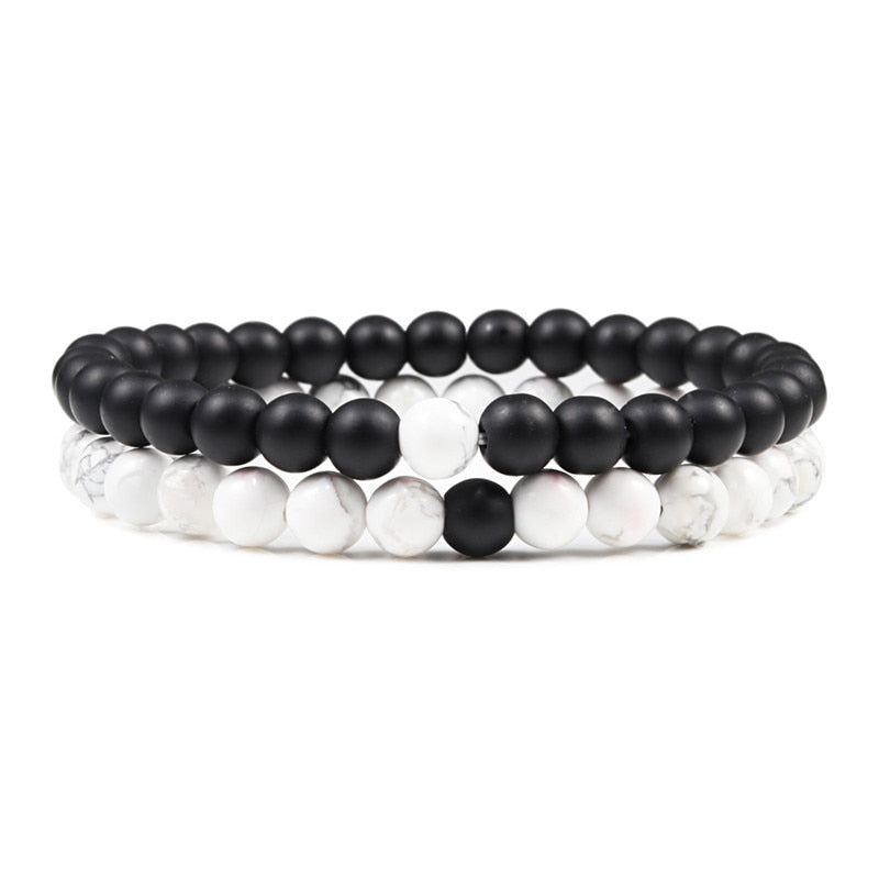 Set Bracelet Couples Distance Black White Natural