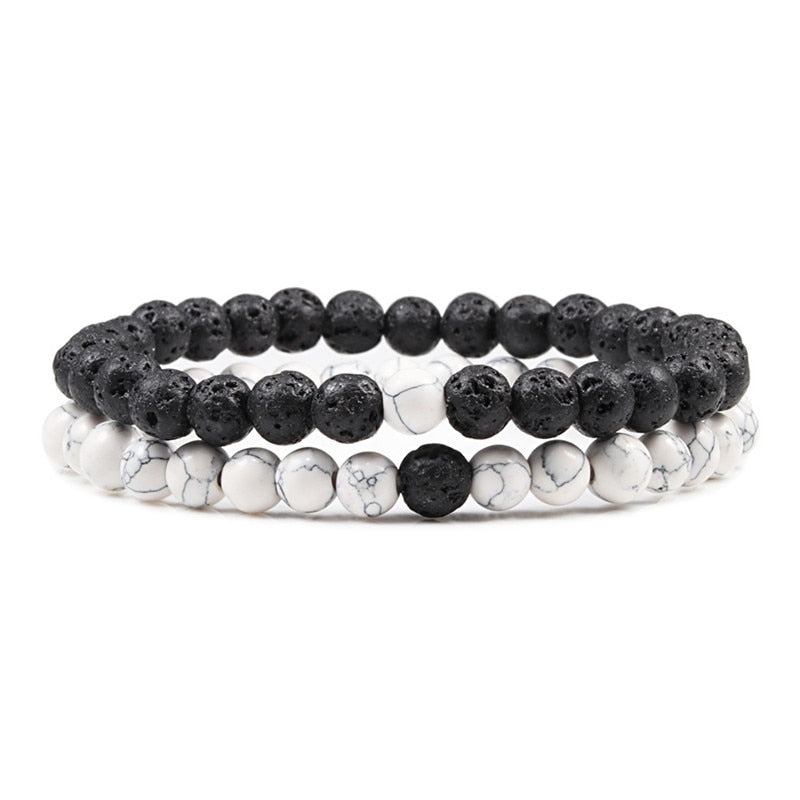 Set Bracelet Couples Distance Black White Natural