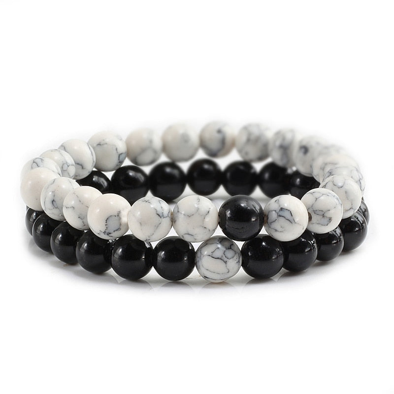 Set Bracelet Couples Distance Black White Natural