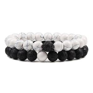 Set Bracelet Couples Distance Black White Natural