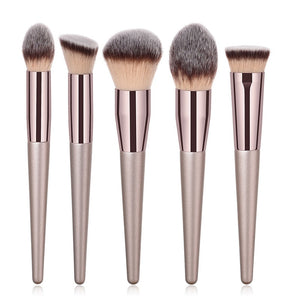 Champagne makeup brushes set