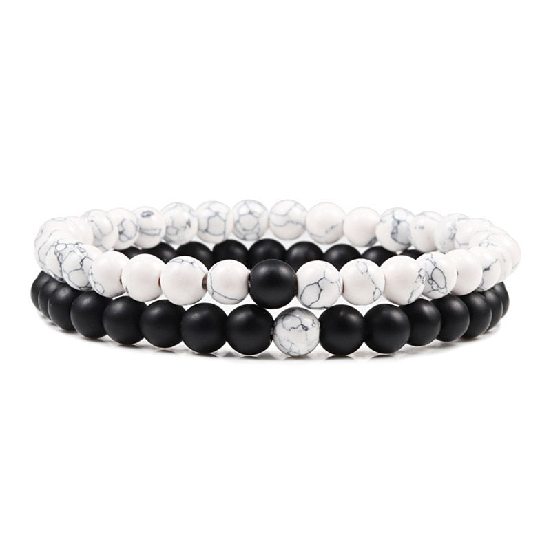 Set Bracelet Couples Distance Black White Natural