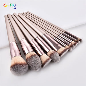 Champagne makeup brushes set